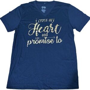 Navy Blue V-Neck Graphic Tee